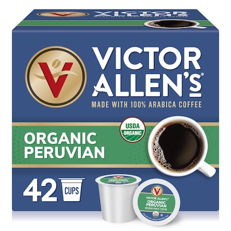 Victor Allen Victor Allen's Coffee Organic Peruvian, Medium Roast, 42 Count, Single Serve Coffee Pods for Keurig K-Cup Brewers, PK42 FG014589RV